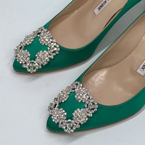 Manolo Blahnik Hangisi 70MM Embellished Satin Pumps size 36 - Picture 6 of 13